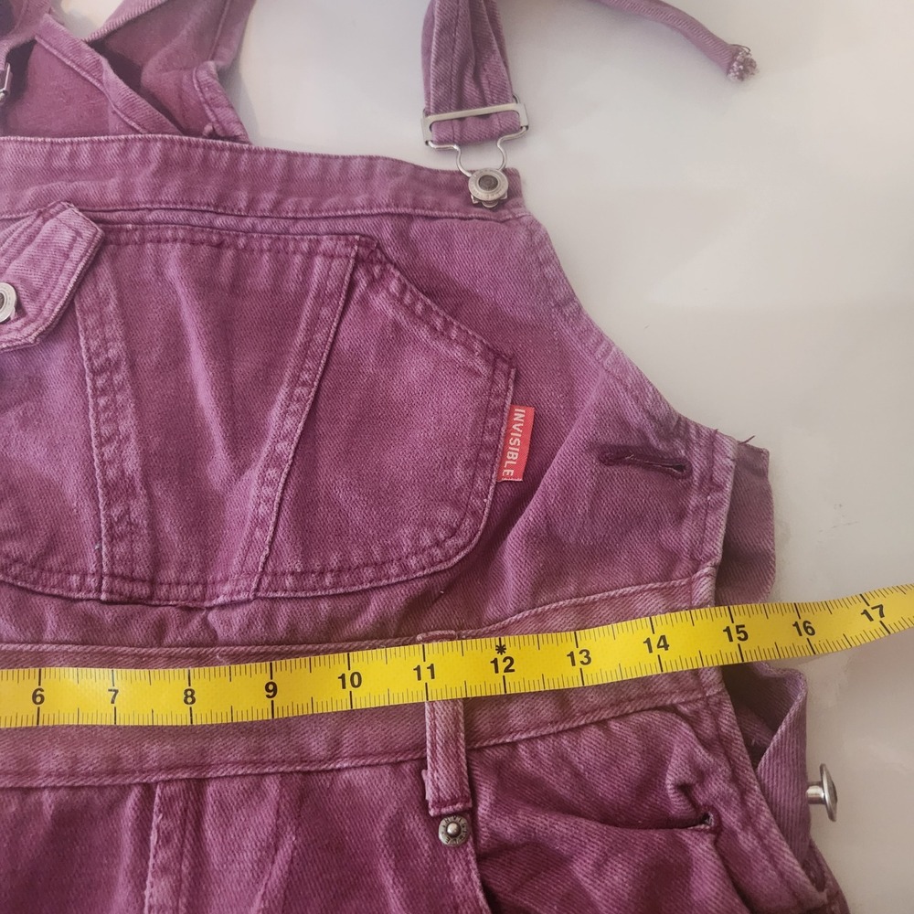 Vintage Purple Denim Overalls Cotton Bib Dungarees Plum Medium - Picture 5 of 6